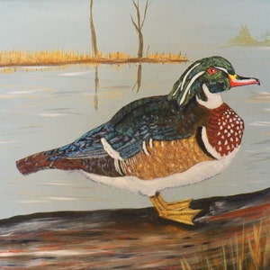 Male Wood Duck (original acrylic) Duck painting, duck art, Wood Duck art, wall art Wood Duck.