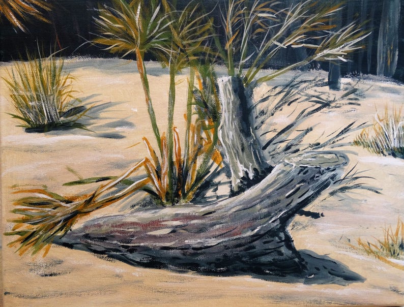 Driftwood on the Beach original Acrylic Painting Beach Painting