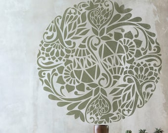 Floral Mandala Painting Stencil - Furniture Painting Stencil - Wall Painting Stencils - Mandala Wall Stencil- Large Mandala Stencils