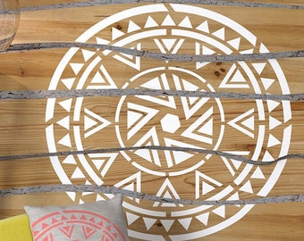 Aztec Mandala- wall stencils for painting- large wall paint stencils- floor stencils
