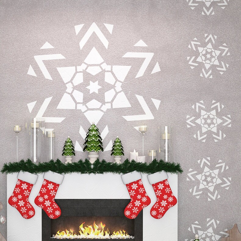 Christmas Decor Wall Stencils Snowflake Wall Stencils
