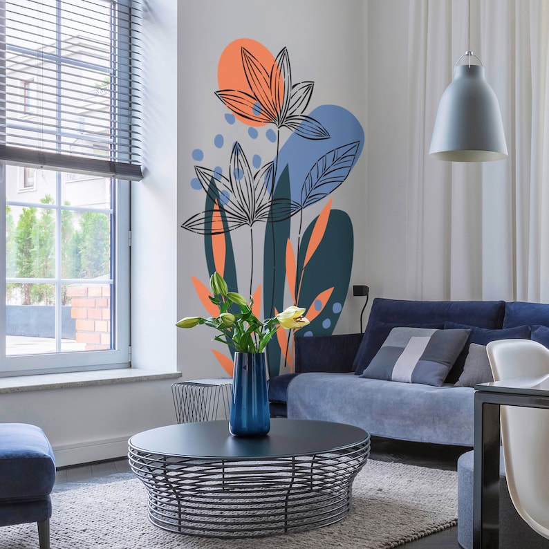 Floral Wall Art Wall Stencils for Painting Flower Wall Paint Etsy