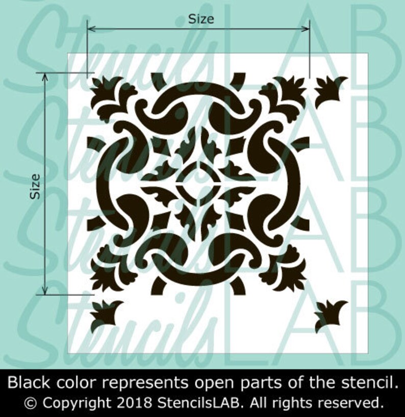 GRACIA Portuguese Tile Stencil Spanish Tile Stencil Reusable Tile Stencils Wall And Floor Stencils StencilsLAB Tile Stencils image 6