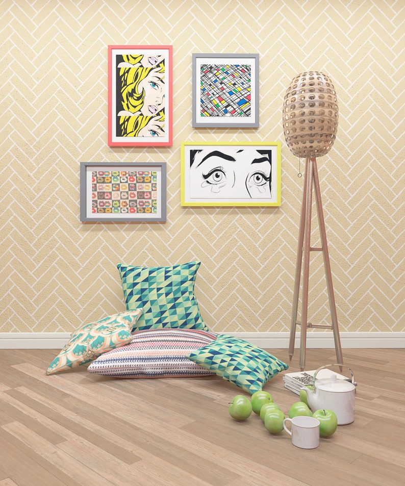 Stencil For Painting Wall And Floor Chevron Wall Stencil Brick Wall Pattern Stencil- Faux Brick Wall Stencil Wall Stencil