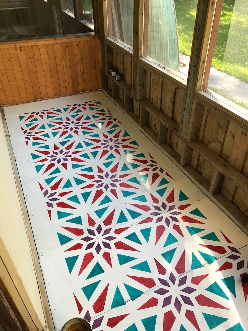 Modern Geometric Tile Stencil Tile Stencils Floor & Wall Etsy Australia