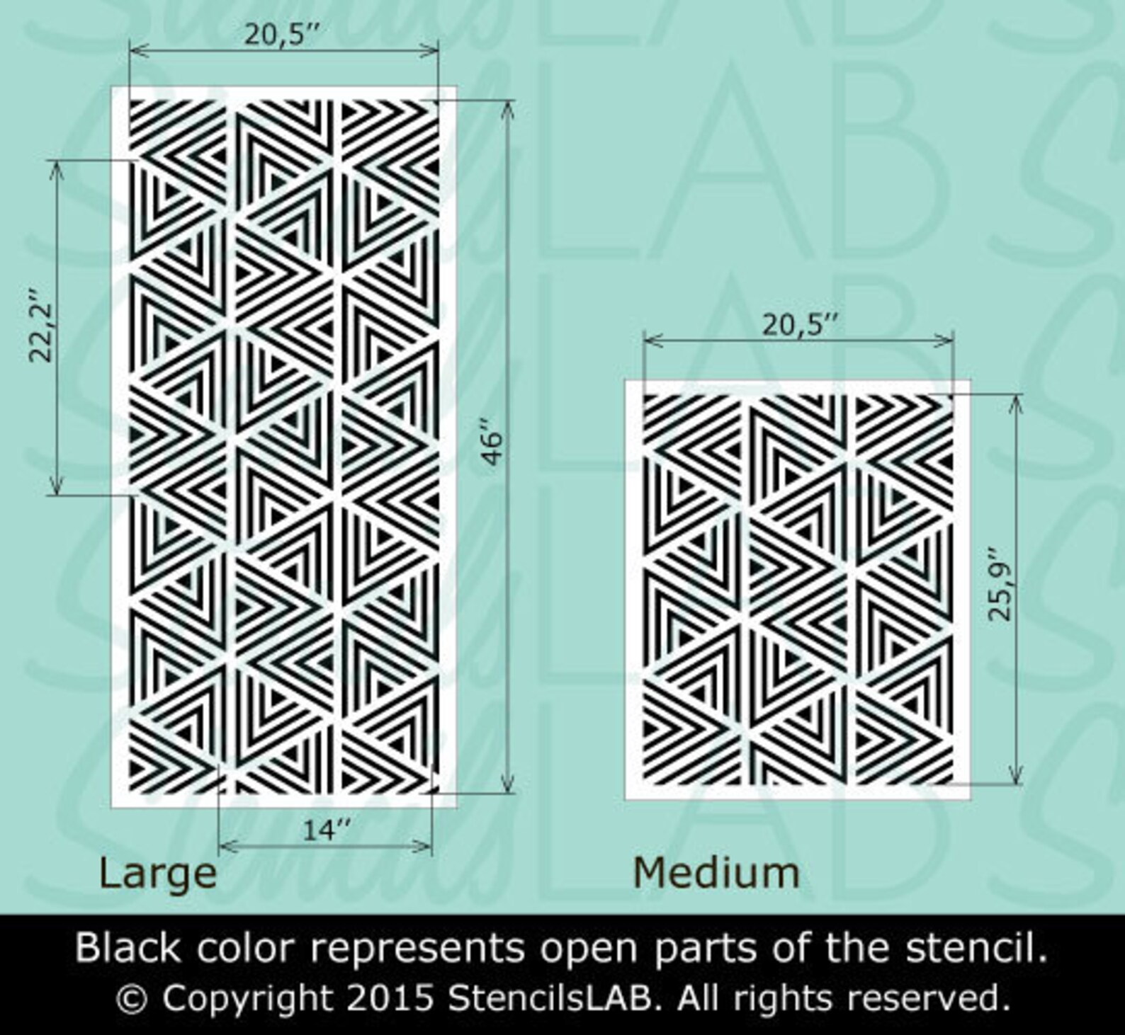 Modern Geometric Wall Stencil Seamless Triangle Pattern Etsy