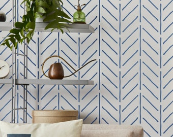 PILAR- Herringbone Wall Painting Stencil- Modern Allover Stencil For Painting