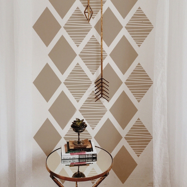 Wall Stencil Modern Geometric Wall Stencil Reusable Stencils Etsy