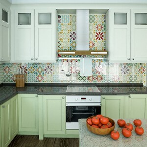 Patchwork Tile Stencil Furniture Stencil Tile Stencil Floor Stencil Reusable wall stencils for DIY decor Floor Decor Stencil image 2