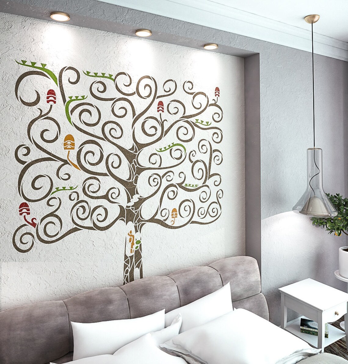Fantasy Tree Stencil For Walls Large Tree Wall Stencil Etsy