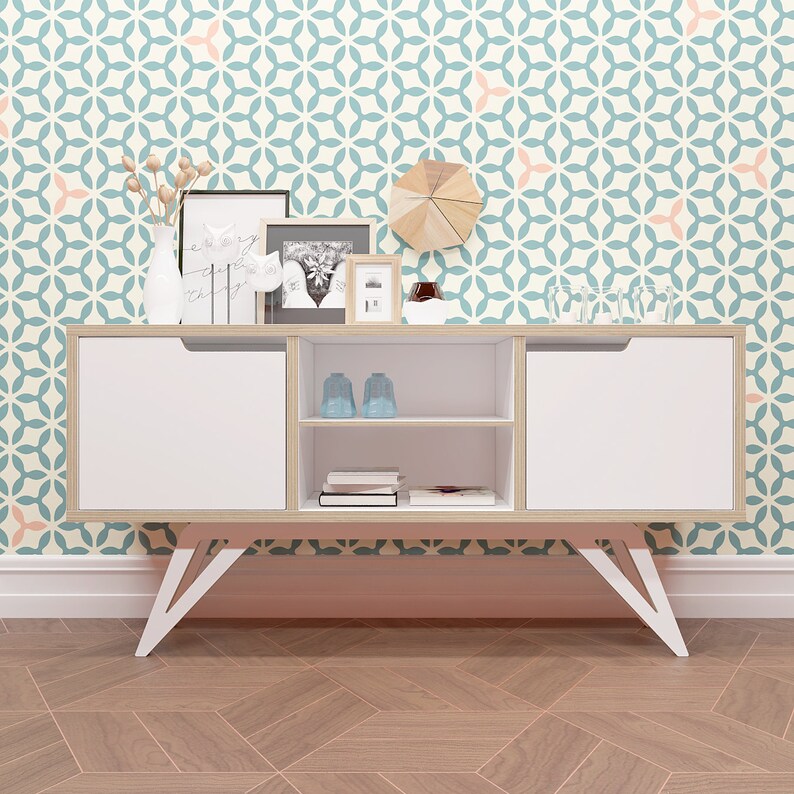 Modern Geometric Wall Stencil Modern Wall Decor Geometric Etsy