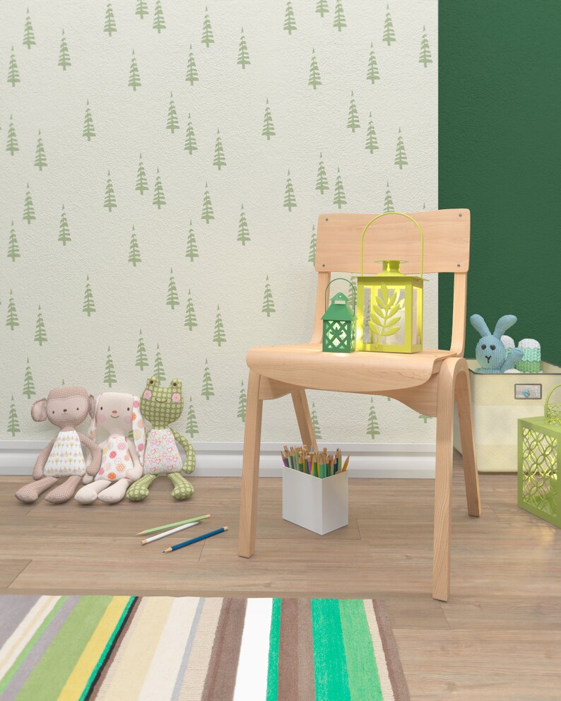 PINEWOOD Wall Stencil Nursery Wall Stencil Wall Stencils Etsy