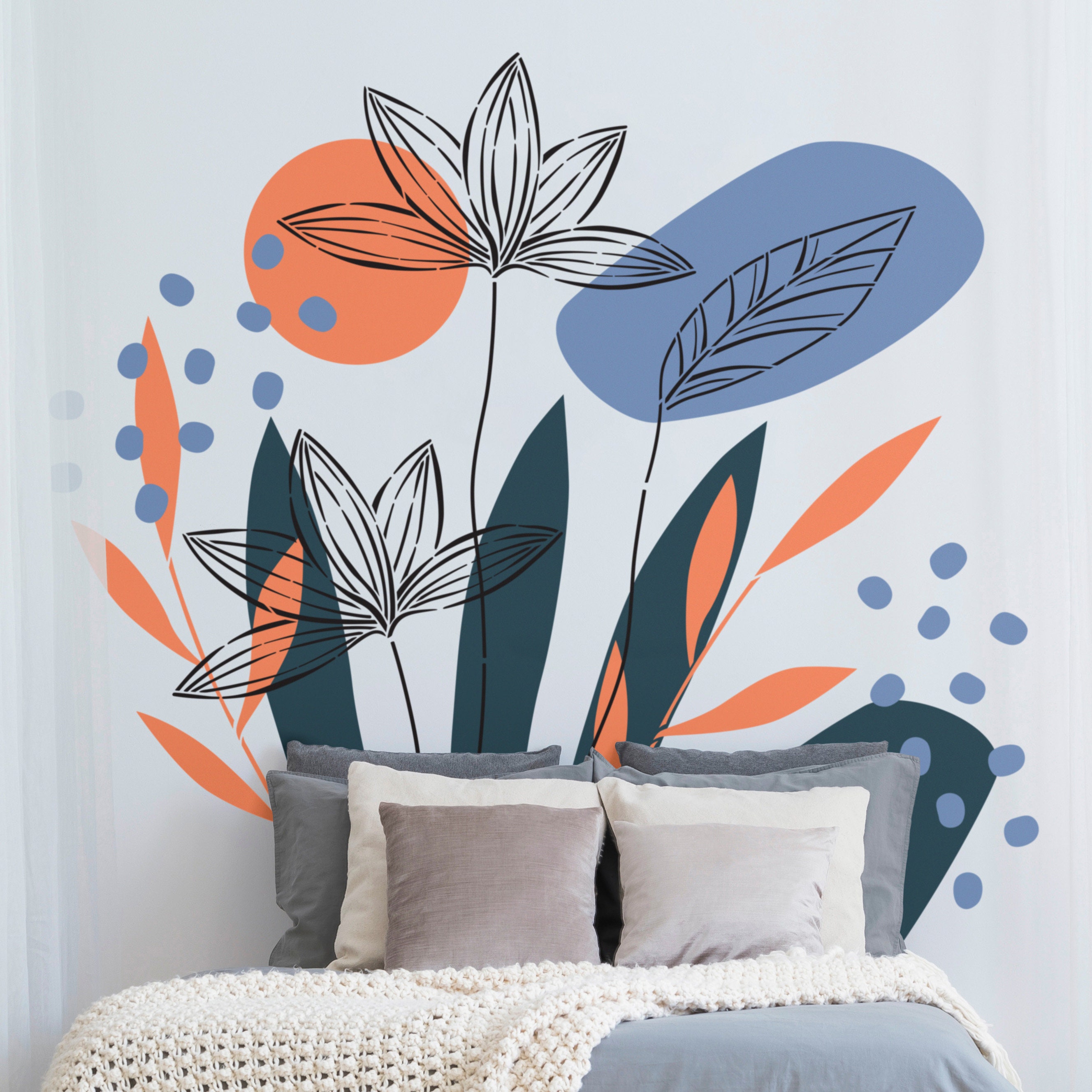 Floral Wall Art Wall Stencils for Painting Flower Wall Paint Etsy