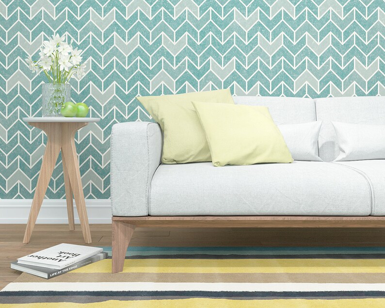 Chevron Wall Stencil Large Geometric Pattern Stencil Wall Etsy