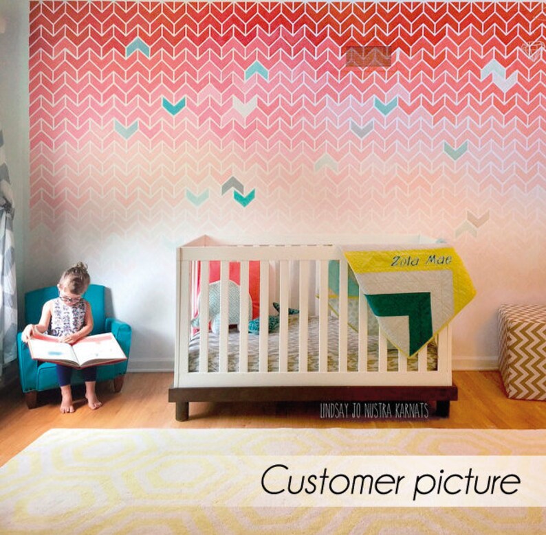 Chevron Wall Stencil Large Geometric Pattern Stencil Wall Etsy