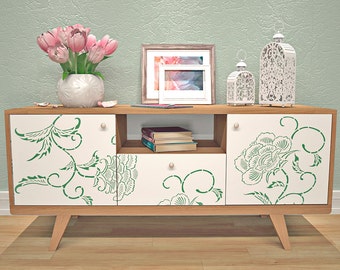 Furniture Stencil - Floral Motive Stencil With Flowers - Large Sheet Stencil For Furniture Decoration- StencilsLAB