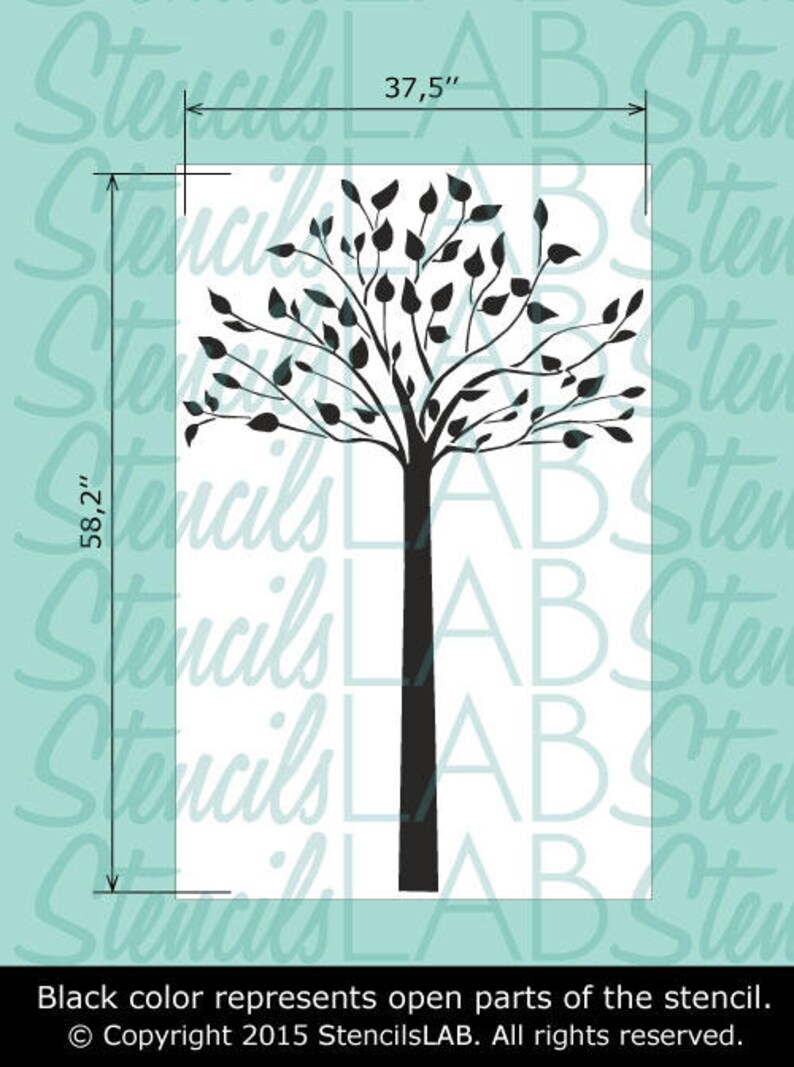 Large Tree Wall Stencil Large Wall Stencil Tree Wall | Etsy