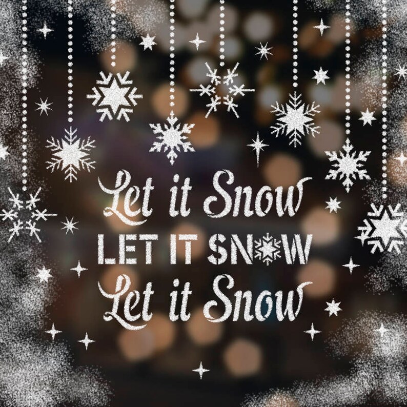 LET IT SNOW Christmas Sign Stencils Kit for Window Decor | Etsy