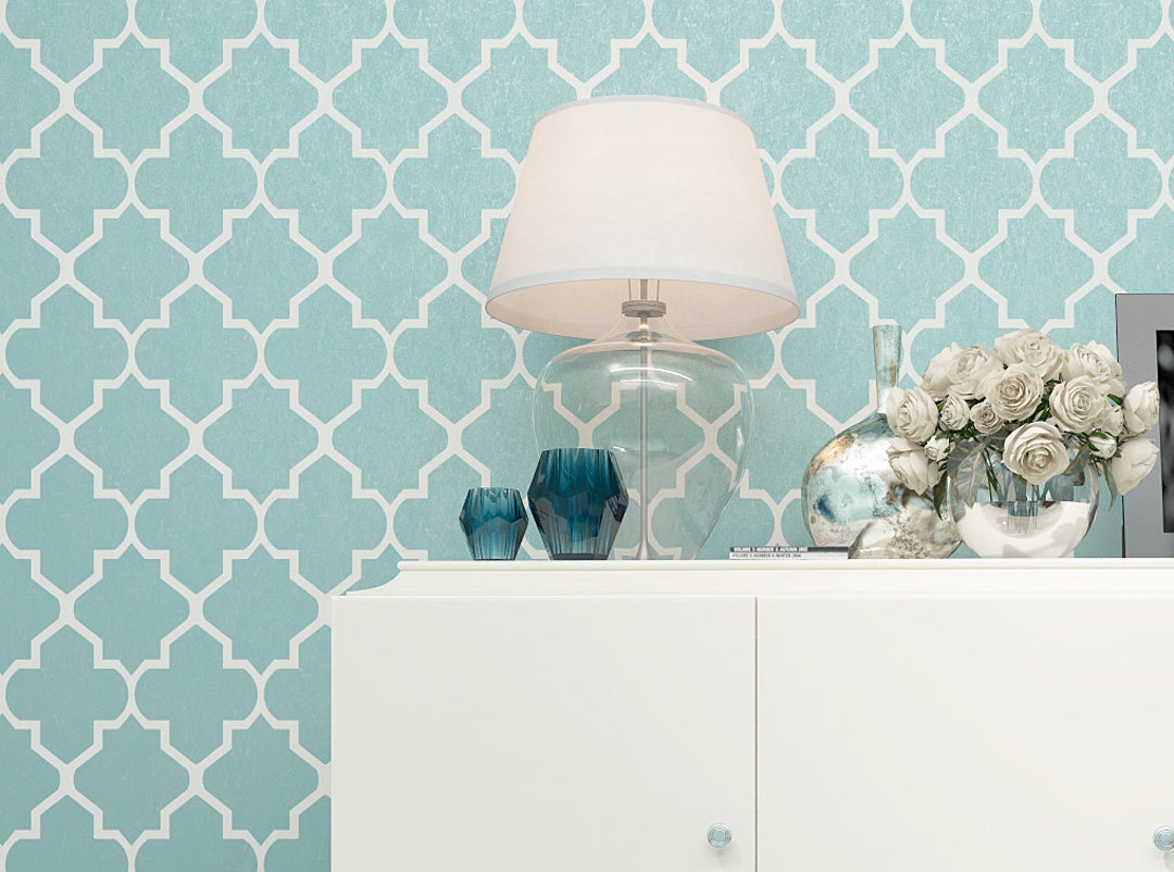 AQUAMARINE- Moroccan Wall Stencil - Moroccan Pattern Stencil for Diy ...