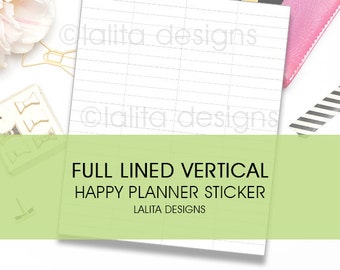 Full Lined Vertical Printable Sticker for Happy Planner