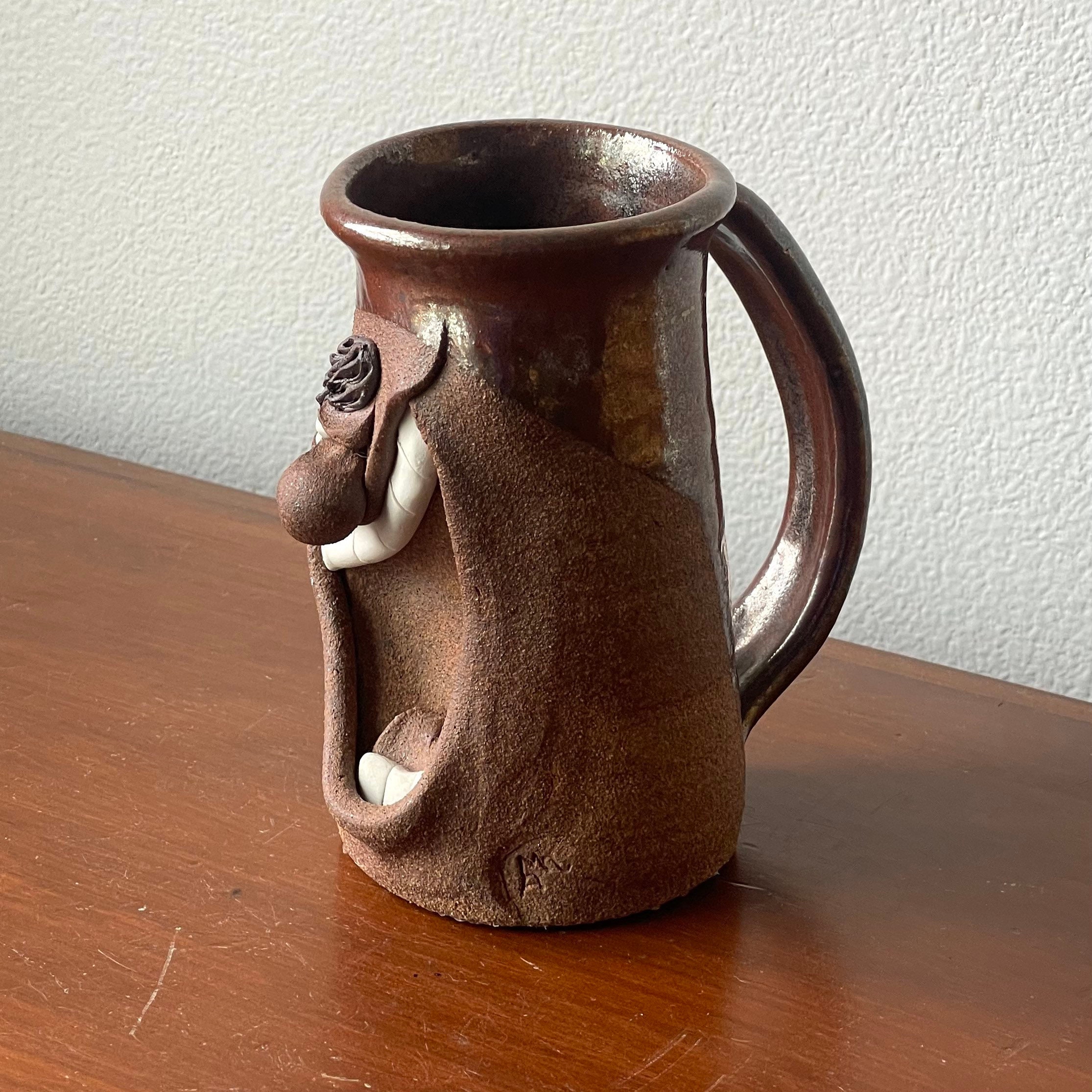 Ugly Face Pottery 3D Man With Mustache Mug – Mug Barista