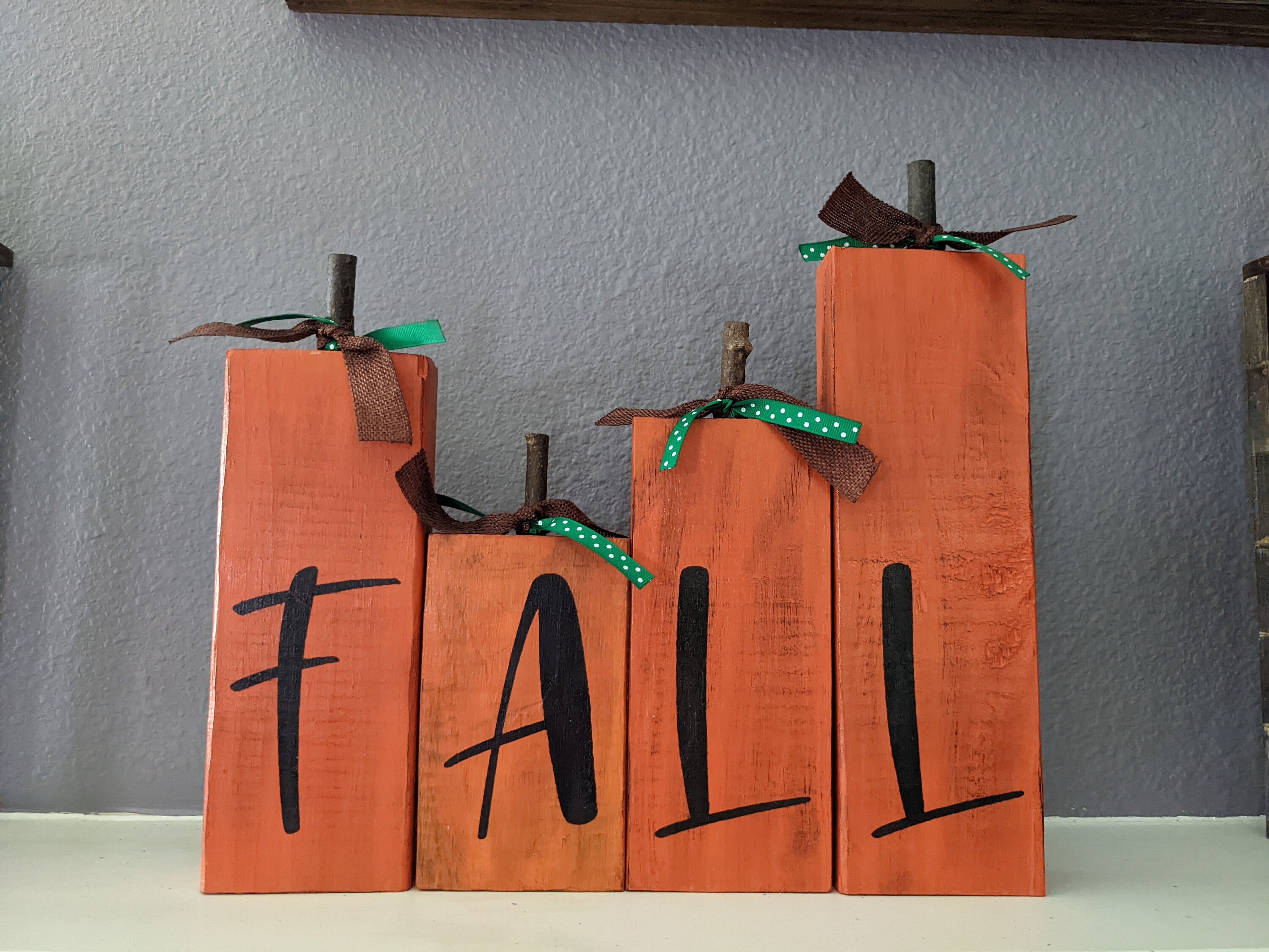Handmade FALL Wooden Pumpkin Block Set: Rustic Farmhouse Thanksgiving ...