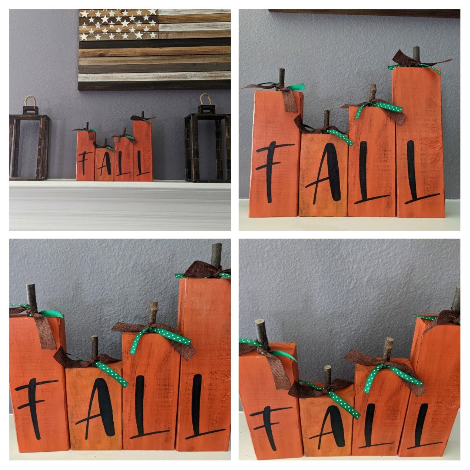 Handmade FALL Wooden Pumpkin Block Set: Rustic Farmhouse Thanksgiving ...