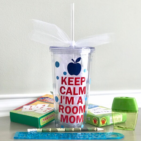 Keep calm room mom, gift for mom, room mom, school gift, personalized tumbler
