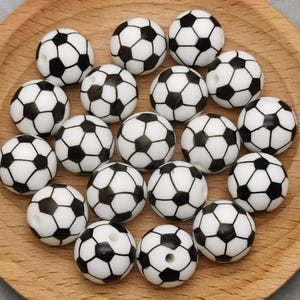 15 MM Rund Boll Silikonpärla Fotboll Fokalpärla DIY Charm Penna Hitta BS1190