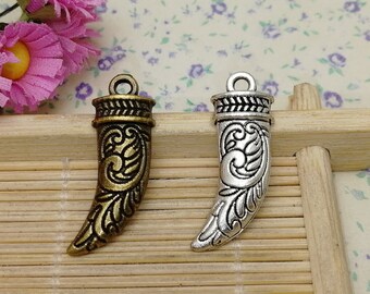 25mm Antique Brass//Patina Pewter Tusk #CHA312