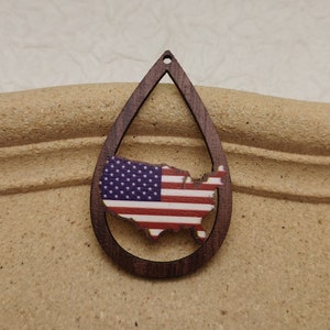6/20/100 stuks Onafhankelijkheidsdag Amerikaanse vlag kaart Teardrop houten hanger, gedrukt geschilderd hout uitsparing oorbel Dangle Drop DIY charme, BW0037