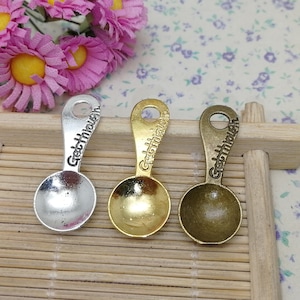 10/50 Pieces Metal table spoon scoop ladle Pendant Necklace Earring Keychain Charm Jewelry Finding Antique Bronze Silver Gold Color BM0440