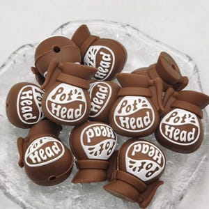 Silicone Bead 3D Coffee Pot Head Focal Bead DIY Charm Pen Finding BS1016