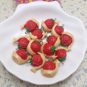 6/20 piezas de plástico caracol colgante encanto, resina hecha a mano joyería artesanal haciendo DIY encontrar collar pendiente gota decoración accesorio BP0540