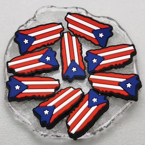 Silicone Bead American USA Puerto Rico Flag Map Focal Bead Charm Pen Finding BS1006