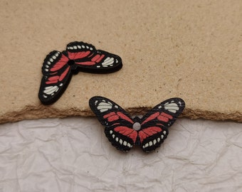 6/20/100 pcs Butterfly Shape Wooden Pendant , Printed Painted Wood Craft , Unfinished Natural Wood Cutout Earring Dangle Drop Charm , BW0021