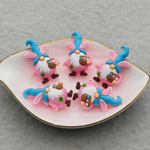 Silikonpärla 3D påskägg kanin gnome dvärg fokalpärla berlock hitta BS2056