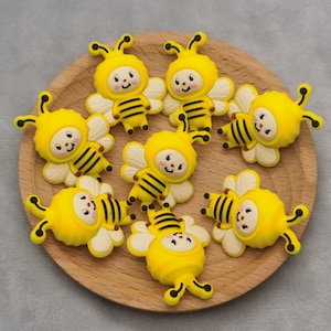 Silicone Bead Honeybee Honey Bee Hornet Focal Bead for Pen Bracelet Necklace Keychain Lanyard , Silicone Bead Bulk DIY Charm Finding BS1109
