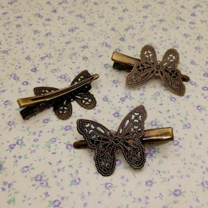 antique bronze color metal hair alligator clip butterfly shape , head clip accessory hair pin handmade jewelry making DIY finding , BH0102