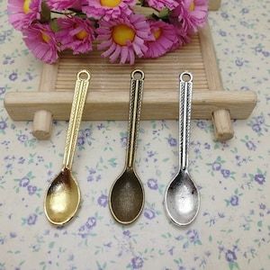 10/50 Pieces Metal table spoon scoop ladle Pendant Necklace Earring Keychain Charm Jewelry Finding Antique Bronze Silver Gold Color BM0441