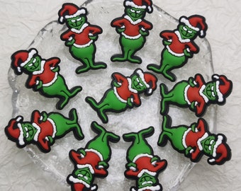 Silicone Bead Christmas Monster Green Guy Focal Bead for Pen Bracelet Necklace Keychain Lanyard , Silicone Bead DIY Charm Finding BS0408