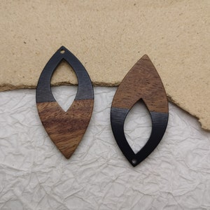 2/10/50 piezas Componentes de pendientes de madera y resina Boho Charm, Lágrima de plástico Forma de lágrima Pendiente colgante Gota DIY Encontrar colgante BW8044
