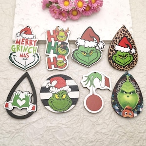 6/20/100 PC Winter-Weihnachtsgrün-Monster-hölzerner Anhänger, gedrucktes gemaltes Fertigkeit-Naturholz-Ausschnitt-Ohrring baumeln-Tropfen DIY Charme BW0406