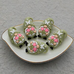 Silikonpärla 3D Tulpanblomma Blommig Gnome Dvärg Fokalpärla Berlockpenna Hitta BS2097