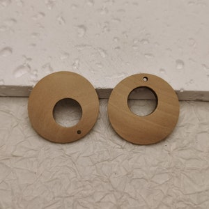 6/20/100 pcs 30 MM Width Round Circle Hoop Shape Natural Wooden Pendant , Unfinished Wood Cutout Earring Dangle Drop Teardrop Charm , BW0297