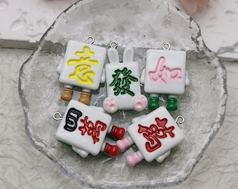 Breloque pendentif mahjong en plastique 6/20 pièces, fabrication de bijoux artisanaux faits main en résine, accessoire de décoration de collier, boucle d'oreille, BP1120