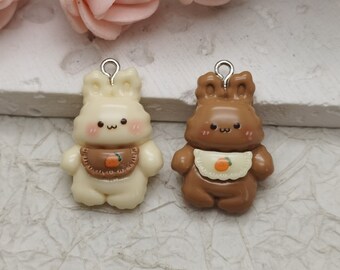 6/20 pieces plastic rabbit bunny hare pendant charm , resin handmade jewelry making DIY finding necklace earring decoration accessory BP1163