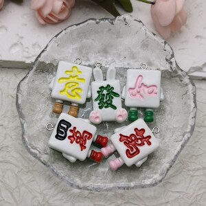 6/20 pieces plastic mahjong pendant charm , resin handmade craft jewelry making DIY finding necklace earring decoration accessory , BP1120