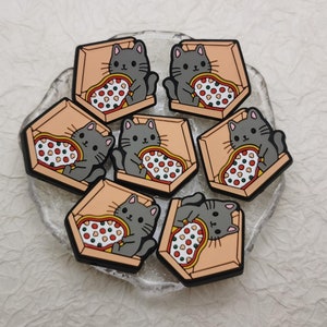 Silikon Bead Katze Pizza Box Fokal Bead für Pen Armband Halskette Keychain Schlüsselband, Silikon Bead in Schütten Großhandel DIY Charme Finden BS0140