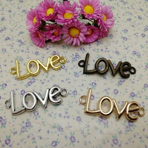 6/20 Stück Metall LOVE Brief Stecker Anhänger Halskette Ohrring Schlüsselbund Charme Schmuck DIY finden Antik Bronze Silber Gold Farbe BM0566